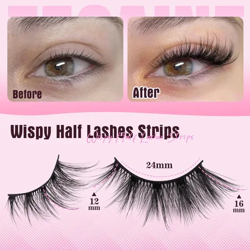 Vista 3 de Wispy Half Lashes Strips Cat Eye False Eyelashes Natural Corner Lashes