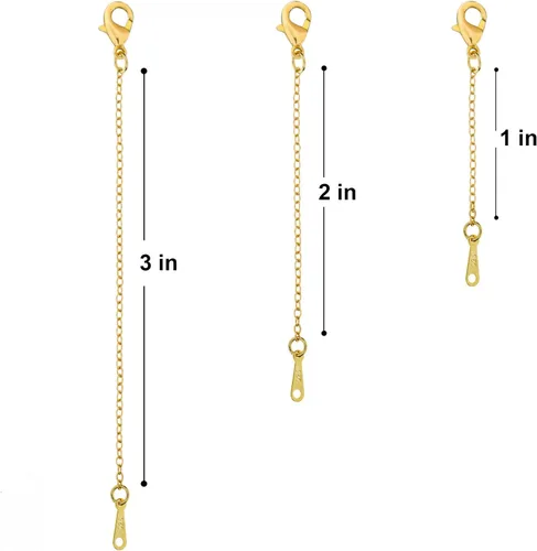 Vista 3 de Extensores de collar de oro, cadena extensora chapada en oro de 14 quilates, extensores de cadena para collares, pulseras, cadenas de extensión