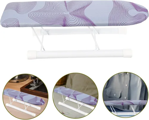 Vista 2 de Hemobllo Tabla de planchar de manga compacta con base antideslizante, alfombrilla de planchar portátil para ropa pequeña y mangas, cubierta