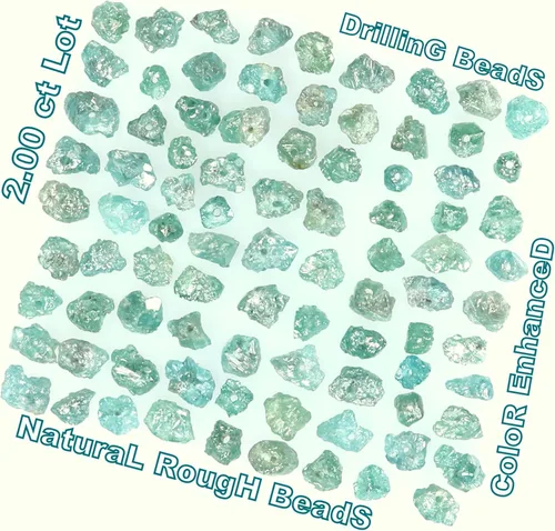 Vista 4 de 2.00cts Lot naturales sueltos Rough perforación de diamantes Bedas forma color azul L12