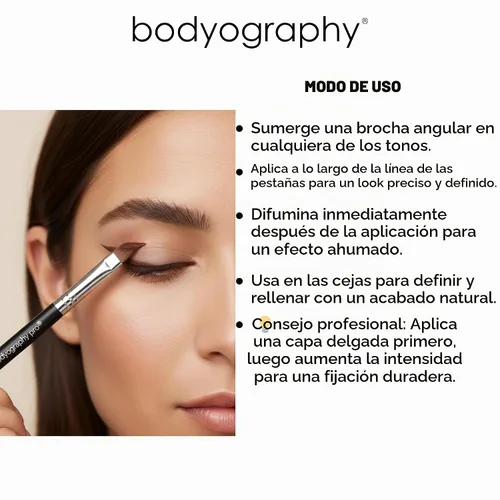 Vista 5 de Bodyography Delineador de ojos de gel Duo - Bandeja dividida aterciopelada negra y marrón Fórmula de deslizamiento suave para líneas precisas