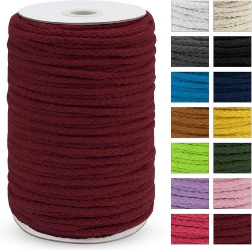 Vista 15 de JeogYong Cuerda trenzada de macramé de 0.197 in x 295 pies, cuerda de algodón trenzada natural de 8 hebras, cuerda de macramé de colores para colgar