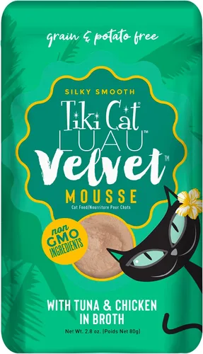 Vista 15 de Tiki Cat Luau Velvet Mousse, pollo y huevo en caldo, nutrición completa para una dieta equilibrada, comida húmeda para gatos para todas las etapas