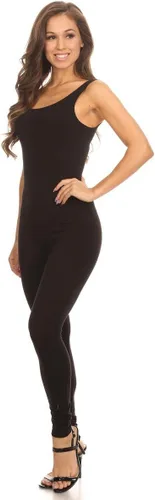 Vista 3 de Mono de algodón elastizado para mujer, sin mangas, cuello en V, mono elastizado enterizo, body(y más)