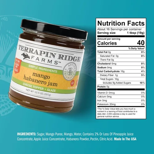 Vista 2 de Terrapin Ridge Farms Mango Habanero Gourmet Jam – Un tarro de 10.5 onzas