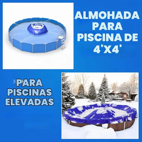 Vista 2 de Almohadas de piscina de 4 x 4 pies para piscina sobre el suelo, kit de cierre de invierno para cubierta de piscina de invierno, extra duraderas
