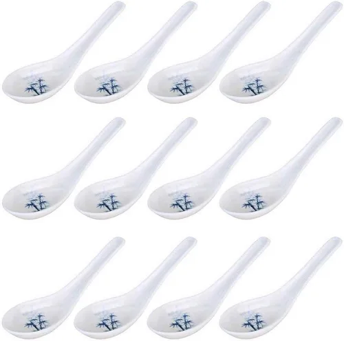Vista 6 de JapanBargain 2398x12 - Juego de 12 cucharas de sopa de fideos asiáticos, japonesas, chinas, Wonton Soba, arroz Pho Ramen, color beige
