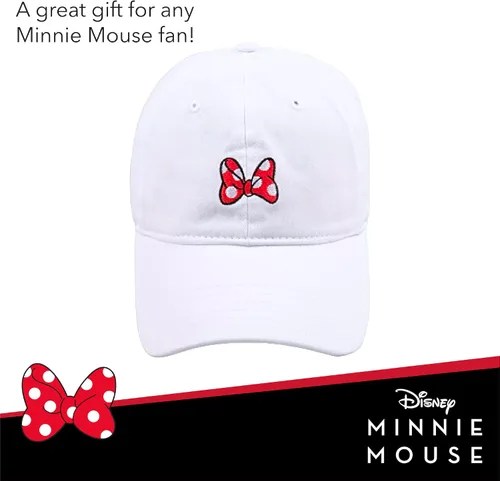 Vista 6 de Concept One Disney's Minnie Mouse Bows Embroidered Cotton Adjustable Dad Hat with Curved Brim