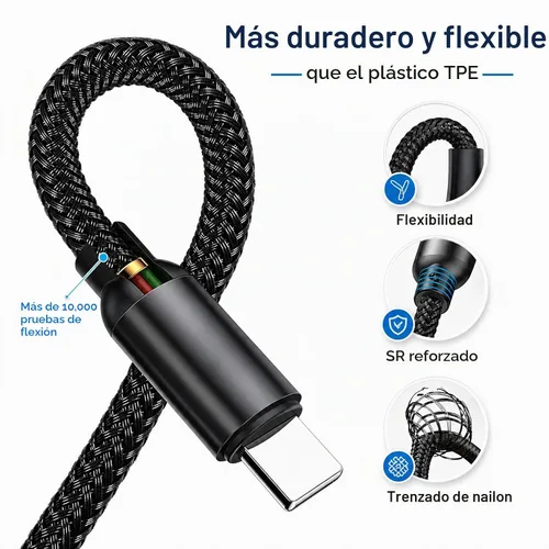 Vista 4 de Sisyphy Cable de carga Surface Connect a USB C para Microsoft Surface Pro 6ft Nylon Braided, USB-C Charger Cord for Surface Pro 12/11/10/7/6/5/4/3
