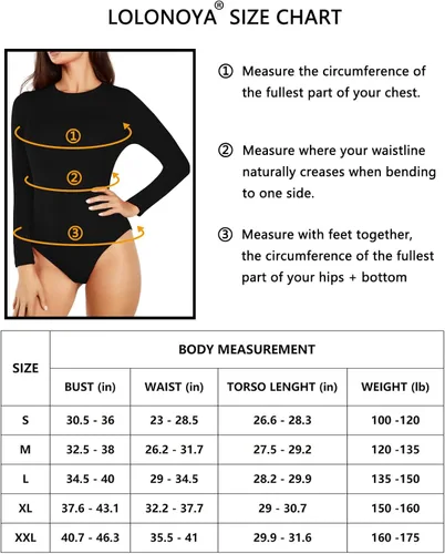 Vista 5 de LOLONOYA Body casual de manga larga para mujer 2022 con cuello redondo