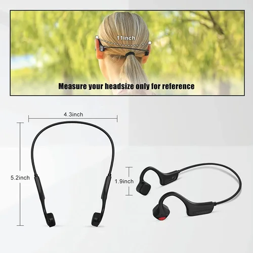 Vista 7 de Auriculares de Conducción Ósea Bluetooth, Audífonos Inalámbricos de Oreja Abierta con Micrófonos, Titanio Ligero Resistente al Sudor, Auriculares