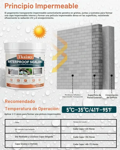 Vista 4 de Tkaimy Agente de recubrimiento impermeable invisible transparente, sellador impermeable líquido de 17 onzas, sellador de agua transparente