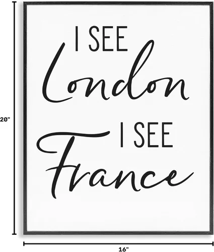 Vista 10 de Stupell Industries 'I See London and France Saying Bathroom Humor', arte giclée enmarcado, negro, 16 x 20 pulgadas, fácil de colgar y resistente
