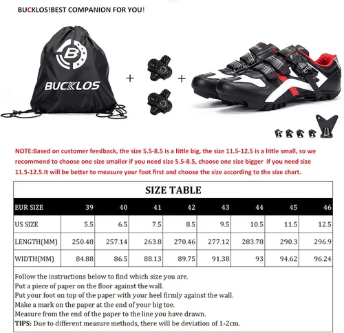 Vista 7 de Bucklos zapatos de ciclismo de montaña con tacos de los hombres MTB zapatos de ciclismo SPD compatibles Spin zapatillas de deporte de bicicleta