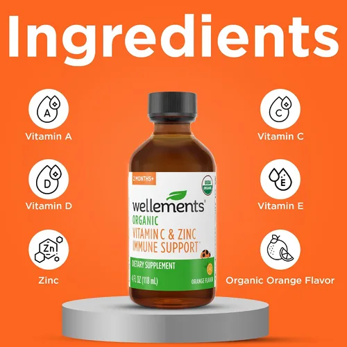 Vista 4 de Wellements Jarabe orgánico de apoyo inmunológico para niños con vitamina C y zinc durante más de 2 meses (4 onzas líquidas) Apoyo inmunológico*