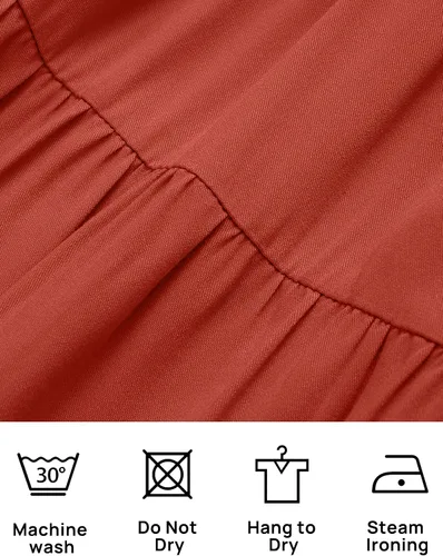 Vista 5 de ZESICA - Minivestido casual con cuello en V y manga larga para mujer, fruncido, de cintura alta y con volantes, vestido acampanado y escalonado