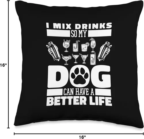 Vista 4 de Bartender Gifts & Accessories Almohada para perro Barman Mixologist-Cocktologist Barman, 16 x 16 pulgadas, multicolor