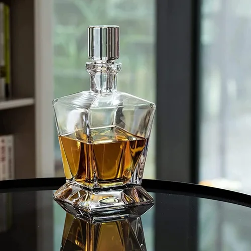 Vista 3 de Krosno - Decantador de whisky con tapón 25.4 oz Colección Caro Para uso en casa, restaurantes, fiestas Idea de regalo para bar mitzvah, boda
