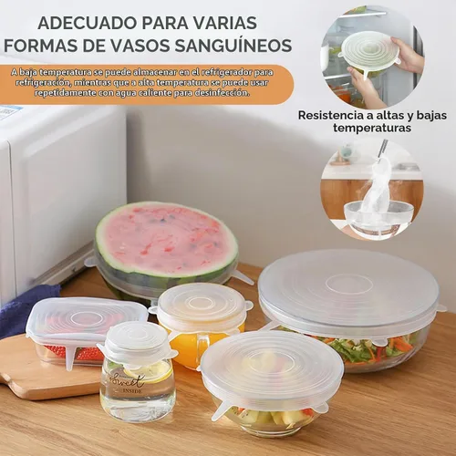 Vista 5 de 12 tapas elásticas rectangulares de silicona para almacenamiento