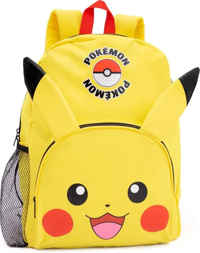Vista 3 de Pokemon Pikachu - Juego de mochila (4 piezas, estuche para lápices, set de almuerzo, botella de agua, color amarillo)