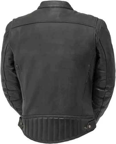 Vista 8 de First Mfg Co - Top Performer - Chaqueta de cuero de motociclista para hombre Negro