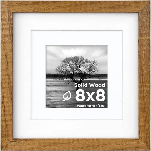 Vista 25 de Egofine - Marco de fotos de 8 x 8 pulgadas hecho de madera maciza con plexiglás, para fotos de 4 x 4/6 x 6 pulgadas con paspartú o de 8 x 8 pulgadas