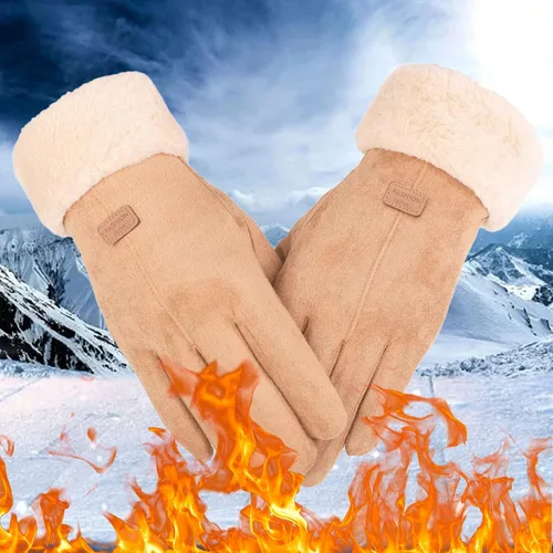 Vista 2 de Guantes para mujer con cable térmico cálido para mujer con pantalla táctil elástica para invierno para conducir guantes de cuero