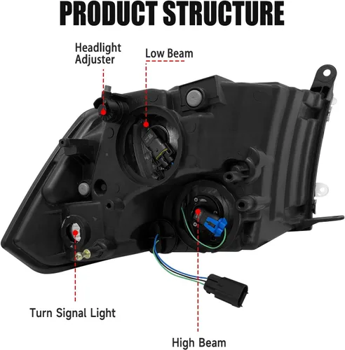 Vista 3 de PetGirl Conjunto de faros delanteros compatible con Dodge Ram 1500 2500 3500 2009-2018 Pickup con lámpara de parachoques, carcasa cromada, reflector