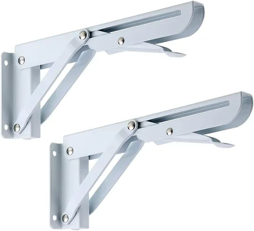 Vista 9 de Sumnacon - Soportes plegables resistentes, soportes de estante de metal negro de alta resistencia para mesa y banco, escuadra triangular de 8