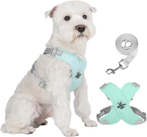 Vista 13 de FEimaX Arnés para perro con marco en X para mascotas, sin tirones, juego de correa, ajustable, reflectante, sin estrangulamiento, para cachorros
