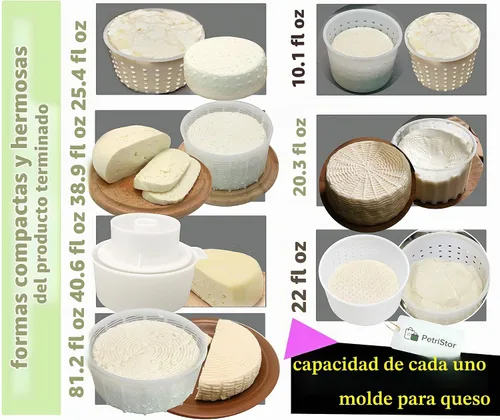 Vista 5 de PetriStor Kit de 7 piezas para hacer quesos para principiantes №1 – Moldes de queso suave + molde de queso con un pistón seguidor – Suministros