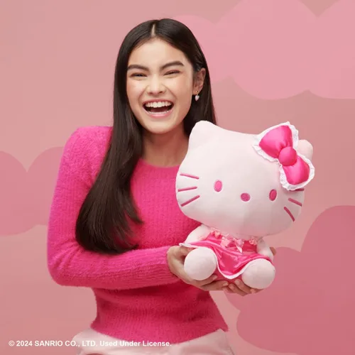 Vista 4 de Hello Kitty and Friends - Hello Kitty - Peluche monocromático rosa de 12 pulgadas Hello Kitty Rosa