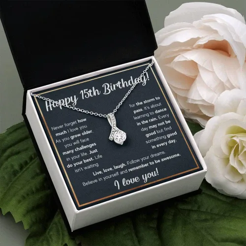 Vista 2 de FG Family Gift Mall Regalos de quinceañera para una niña de 15 años, regalos para cumpleaños de 15 años, ideas de regalo para adolescentes, collar