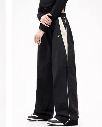 Vista 3 de RICHTRUE Pantalones deportivos Y2k para mujer, pantalones holgados Y2k, pantalones de paracaídas Y2k, ropa Y2k, pantalones Y2k para mujer