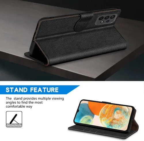 Vista 5 de ZZXX Funda tipo cartera para Samsung Galaxy A23 5G/4G con bloqueo RFID, ranura para tarjetas, función atril, cierre magnético, funda protectora