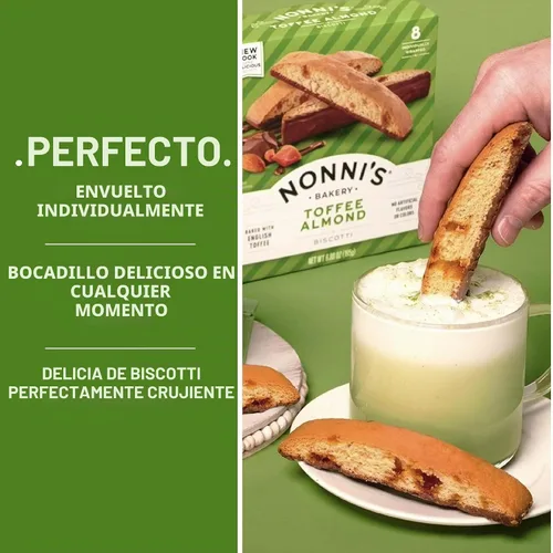 Vista 6 de Nonni's, Biscotti de almendra y toffee, 6.88 onzas