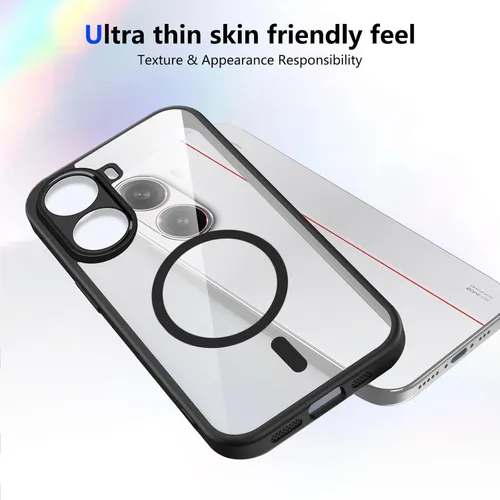 Vista 342 de Funda magnética transparente compatible con Xiaomi 17T, color negro 2 en 1 PC + TPU cubierta de teléfono a prueba de golpes, carcasa protectora