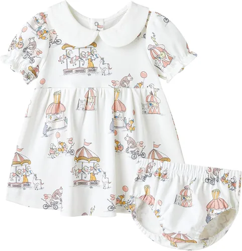 Vista 22 de pureborn Conjunto de vestido para niñas de 0 a 24 meses Estampados Florales Allover