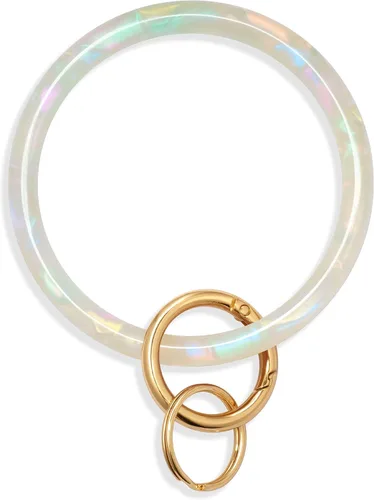 Vista 8 de Mymazn Llavero pulsera pulsera llavero brazalete brazalete llavero brazalete llavero para mujer, llavero redondo de acetato Tortuga clásica