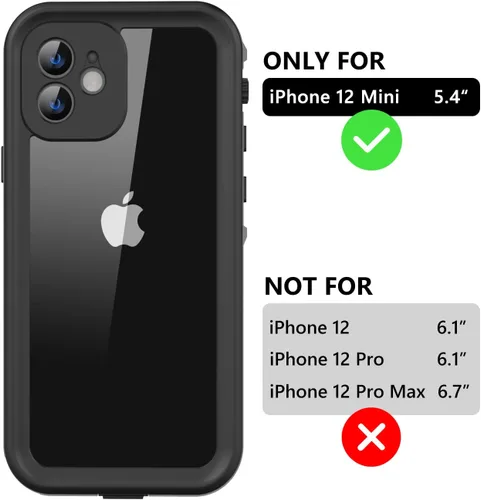 Vista 2 de Protebox Funda impermeable para iPhone 12 Mini con protector de pantalla integrado, a prueba de golpes, a prueba de polvo, protección de cuerpo