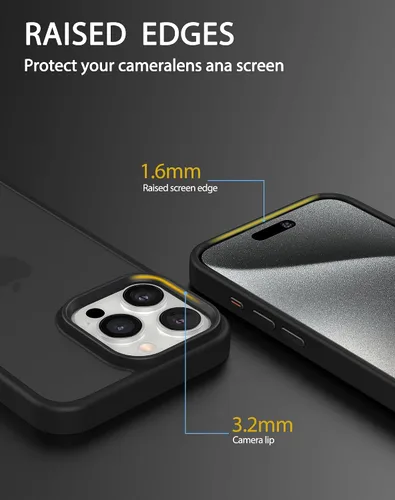 Vista 3 de Foluu Funda delgada para iPhone 15 Pro Max 2023-2X protector de pantalla de vidrio templado y 2 protectores de lente de cámara, parte trasera