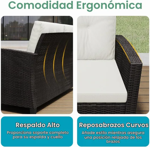 Vista 5 de FansaFurn Juego de muebles de mimbre para patio de 4 piezas para todo tipo