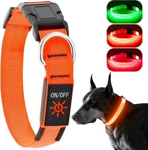 Vista 8 de Collar de Perro Iluminado para la Noche, Collar de Perro LED Ajustable, Recargable Impermeable, Luces de Perro para Caminar por la Noche, Brilla