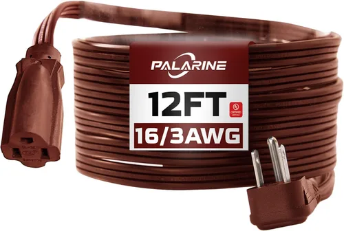 Vista 10 de Cable de extensión de enchufe plano negro de 3 pies, cable de alimentación resistente calibre 16