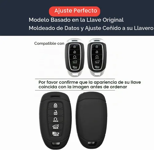 Vista 2 de 2 piezas compatibles con Hyundai Elantra Palisade Elantra N Funda para llave con llavero, protector de llave inteligente con 5 botones, funda