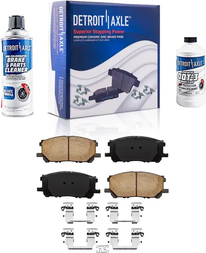 Vista 44 de Detroit Axle - Pastillas de freno para Ford F-150 99-03, 02 Lincoln Blackwood, Pastillas de freno de cerámica delanteras y traseras con repuesto