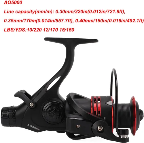 Vista 4 de Alomejor Carrete delantero trasero doble perilla de arrastre Pesca carrete de arrastre 9+1BB 4.7:1 taza de alambre de metal para depósito de pesca