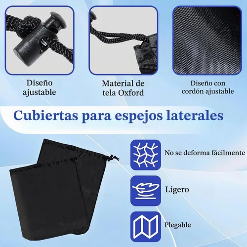Vista 4 de 2 fundas para espejos laterales con cordones, accesorios para retrovisor