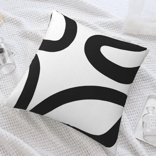 Vista 2 de Funda de almohada en blanco y negro, fundas de almohada negras, decoración del hogar moderna en negro y blanco, fundas de almohada blancas, funda