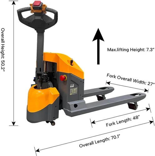 Vista 4 de Apollo Transpaleta eléctrica completa Heavy Duty Mini Truck Walkie Pallet Jack para escena estrecha 3300lbs Capacidad 48 "x 27" Horquilla